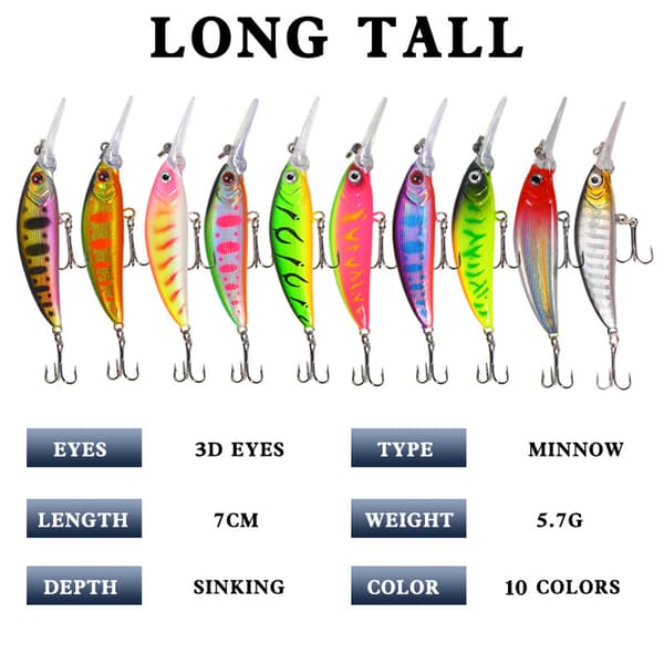 Kunstig agn spin jig sett 6g bass agn 10 stk