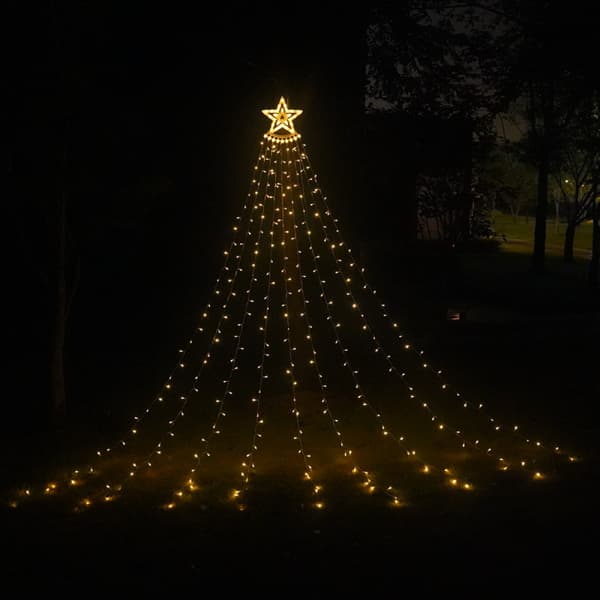 Julebelysning utendørs, 350 LED Star Waterfall