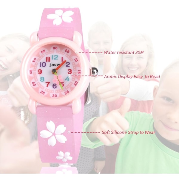 Vattentäta klockor för barn (Purple Cherry Blossom), 3D söt tecknad film