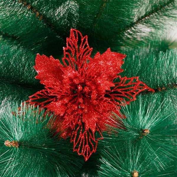 6st konstgjord julstjärna blommor julgran