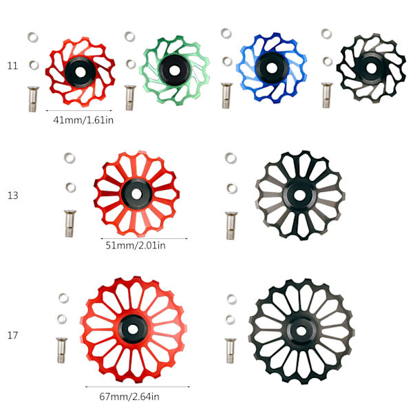 Polkupyörän 11T 13T 17T keraaminen laakeri Jockey Wheel takavaihtajalle Ohjausrulla MTB maantiepyörä Alumiiniseos Hihnapyörä Id null - 17 Black