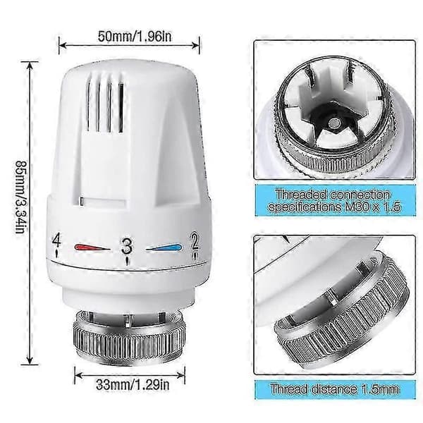 Justerings termostatisk radiatorventil M30 X 1.5 Termostatisk ventilhoved Standard radiatorventil udskiftningshoved