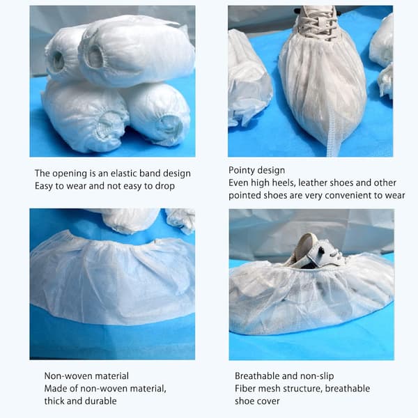 Hvide Engangs Sko-Overtræk i Nonwoven Materiale (100 stk) til Rengøring af Tæpper