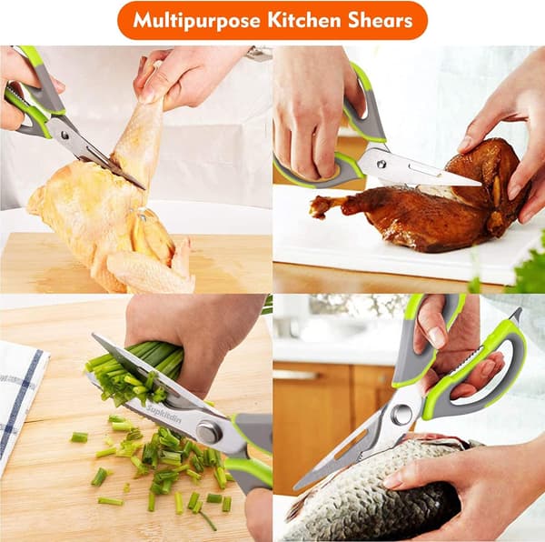 Multifunktionell kökssax--Mångsidig köttsax Flasköppnare (grön)