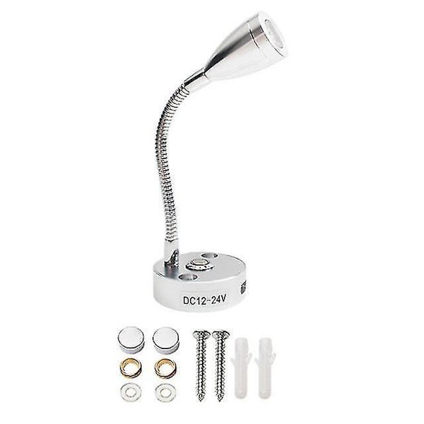 Dc12v 24v Rv Boat Led Reading Light Dimmable Flexible Gooseneck Wall Lamp For Truck Motorhome Yachts Cabin With Usb Charger Port Silver 3w warm white led