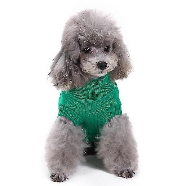 Kæledyrssweater, Turtleneck Strikket Jumper Hundetrøje Varm Frakke Sød Hvalp Kattetøj dark green xs