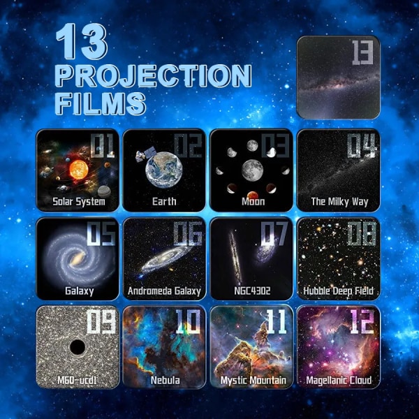 Ny 13-i-1 Planetarium Galaxy Stjerneprojektor Natlys HD Stjerne Aurora Projektorlampe til Børn i Soveværelset Hjem Fest Dekoration