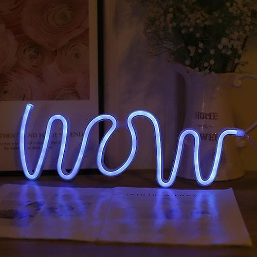 Wow Shape LED Neon Light Væghængt Bar Atmosphere Lights Blue Light