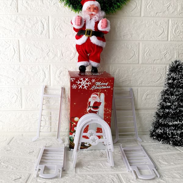 Elektrisk jultomte för docka med väska klätterstege Xmas Party Deco null - A