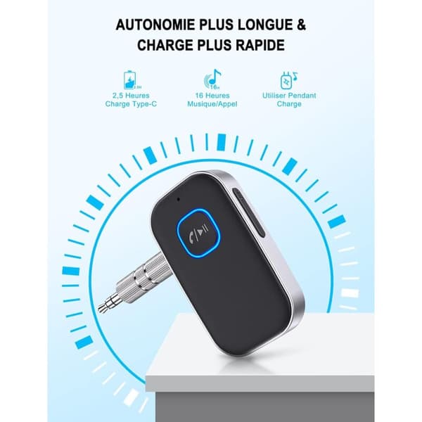 Bluetooth 5.0 Autovastaanotin, auton Bluetooth-sovitin 3,5 mm AUX-liitäntä