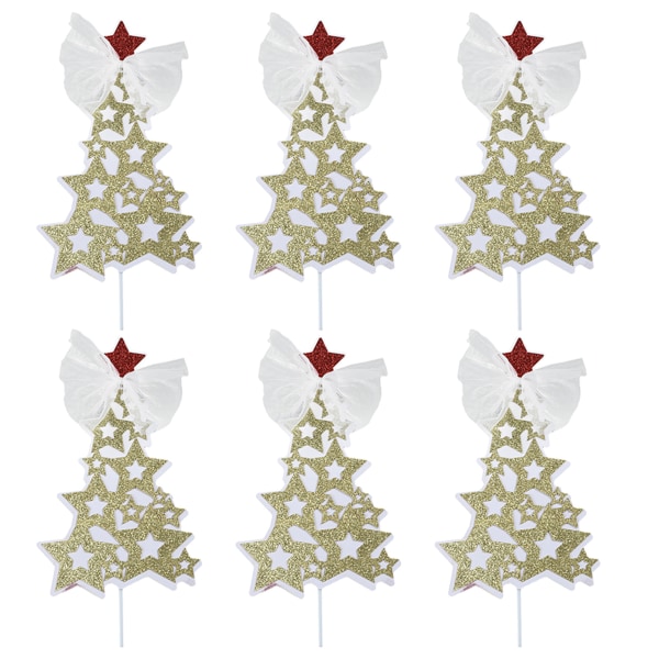 6Set julcupcake toppers, glitter jultårta