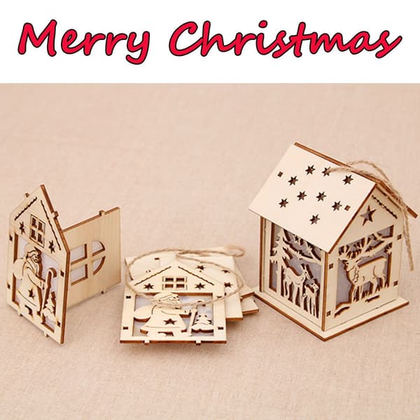 LED Lyspære Jul Træ Hus Træophæng G-9X7.5X12CM