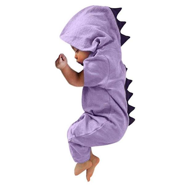 Baby Clothes New Baby Boys Girls Clothes Baby Dinosaur Hooded Jumpsuit Outfits Autumn Winter Kids Clothing Purple 6Mto70