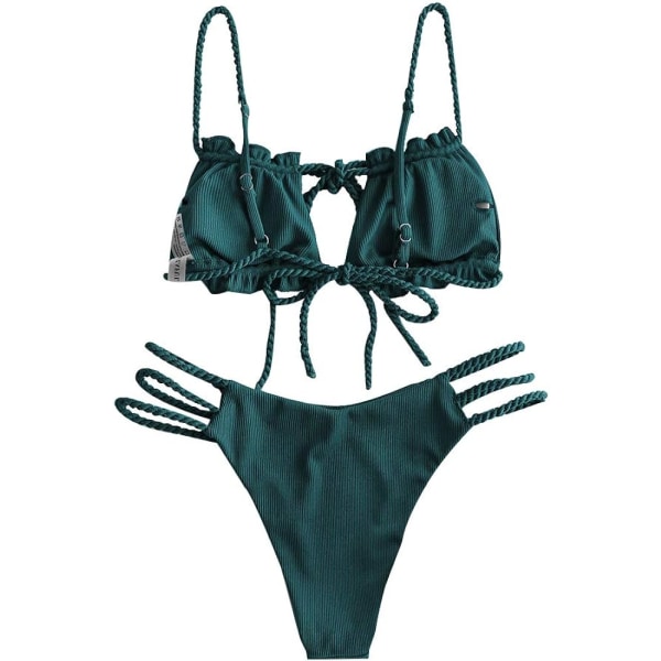 Kvinnors slips Cutout Nyckelhål Cami String Bikini Set Tvådelad baddräkt