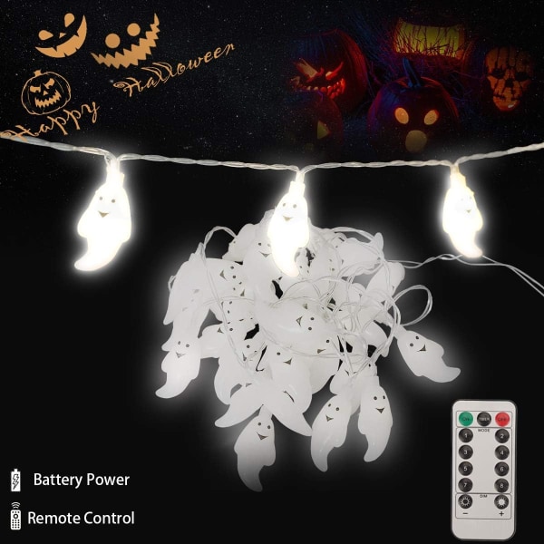 Halloween Ghost String Lights 15ft 30 LED Pumpkin Ghost Lights