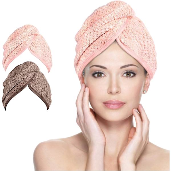 2st Mikrofiber Snabbtorkande Absorberande Hårhandduk Huvudhandduk