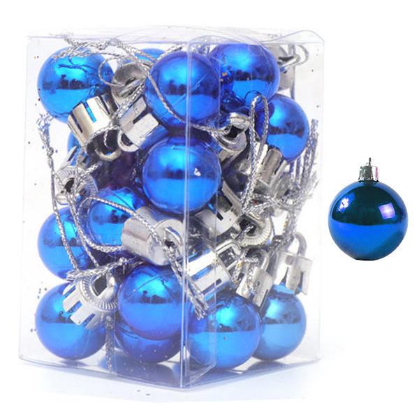 Julekulepynt, BLÅ 24 stk, for julefestkrans blue