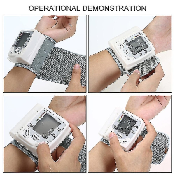 Digital handledstryck Mutomatisk digital pulsmätare LCD-skärm Justerbar handledsmanschett *chyi