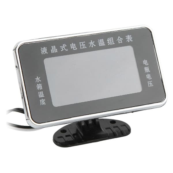 2 i 1 vanntemperaturmåler voltmeter LCD digital 9-36V universell for bil bobiler skip yachter