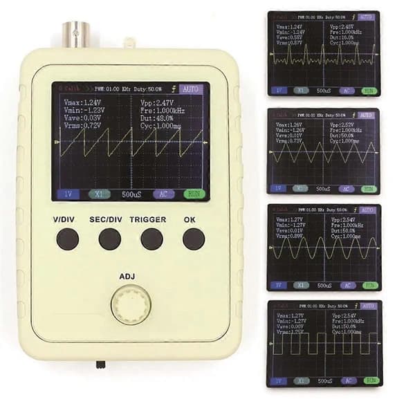För digitalt fickoscilloskopkit 1MSa/S 200KHz analog bandbredd stöder 80KHz PWM och firmwareuppdatering EU-kontakt