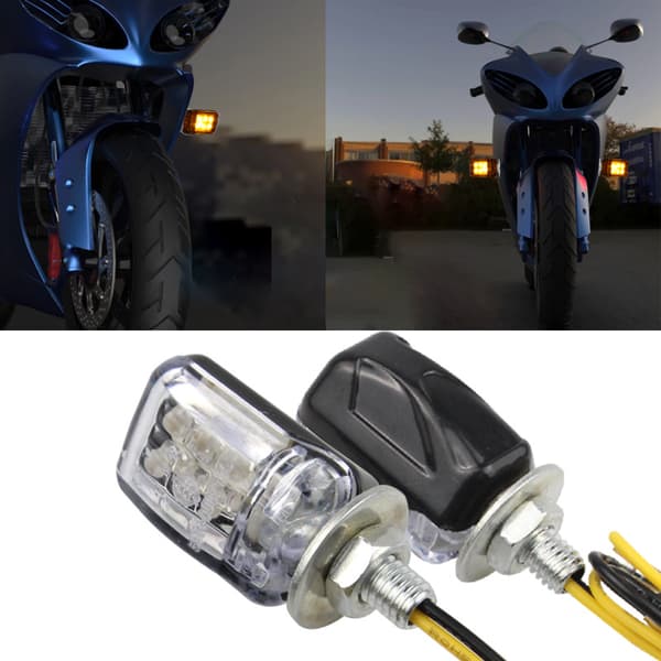 2 stk, Universal Motorsykkel Mini LED Blinklys Auto Acce