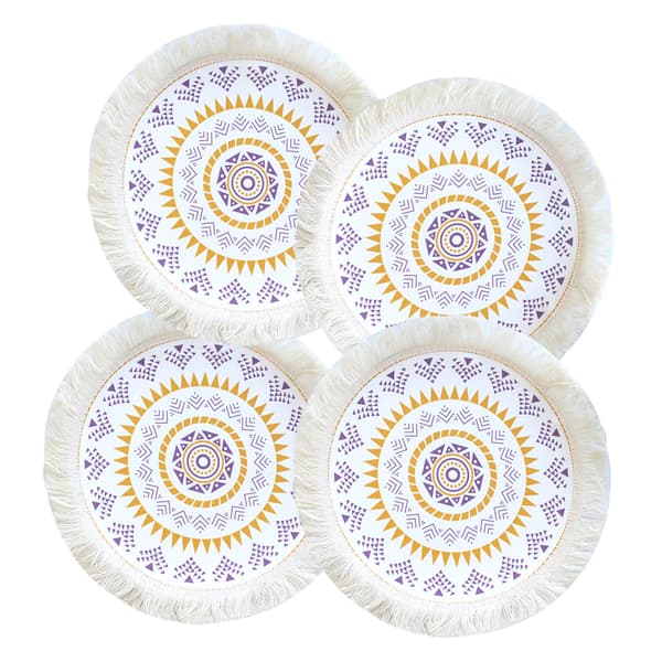 Brikke Brikker 4 stk. Vevd Boho Mandala Brikke