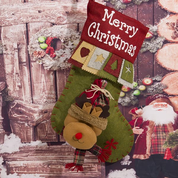 3 stk julestrømper Xmas store strømper med nissen,