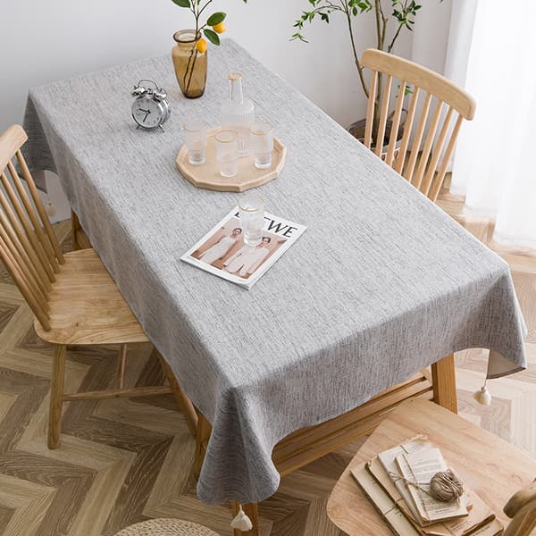 Rektangulær duk Linutseende Beskyttelse Borddekorasjon Vanntett 132 x 180 cm Grå TD3042gr