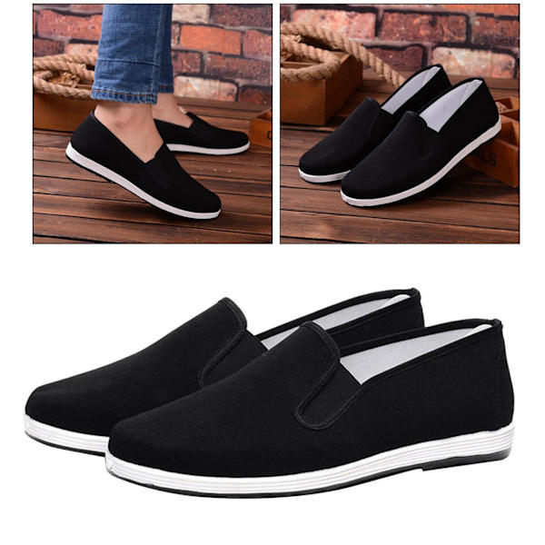 Kinesiske traditionelle Kung Fu Kampsport Tai Slipper Sko Black 40 Size
