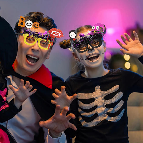 Halloween Glitter Brilleramme Sjovt Græskar Edderkop Flagermus Kranie Heks Øjeæble Børn Voksne Fest Cosplay Solbriller Fotorekvisitter Festartikler A One Size