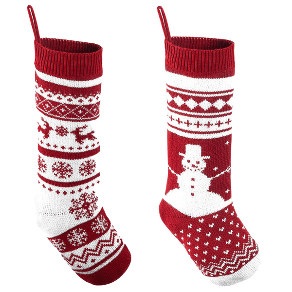 2-pack stickade julstrumpor, för familjehelgens julgran Snowflake + Double Deer