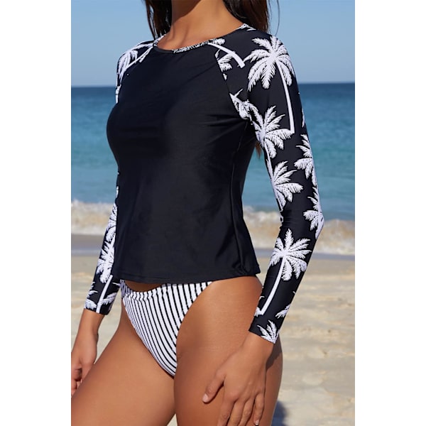 Langermet atletisk sett for damer Badedrakt, Black Leaf (XL)