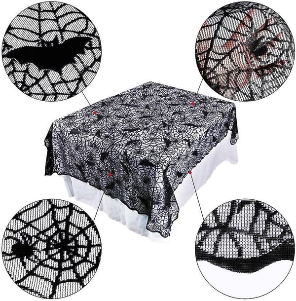 Gothic Spider Web Bats -pöytäliina: Tyylikäs Halloween-sisustus