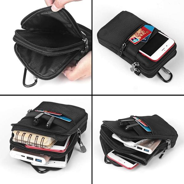 Messenger bag för män, fritidsresor liten svart axelväska wat