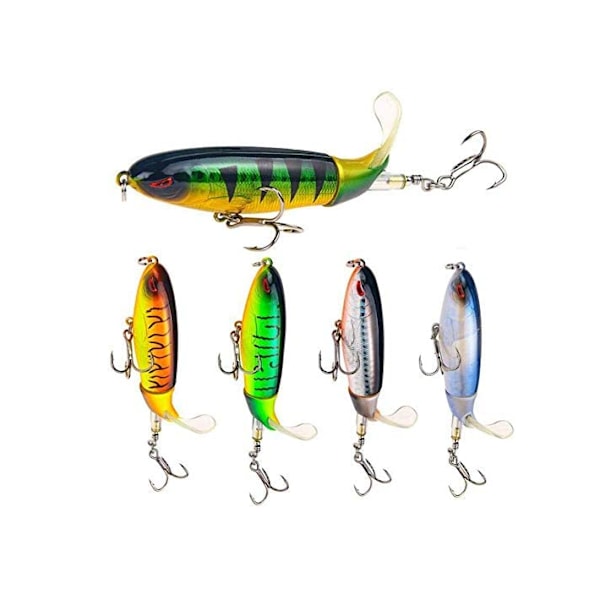 Fiskedrag Beten Whopper Plopper Bass Lure 0,46oz/3,94 tum konstgjorda hårt bete Topwater Flytande Fiskedrag 5st
