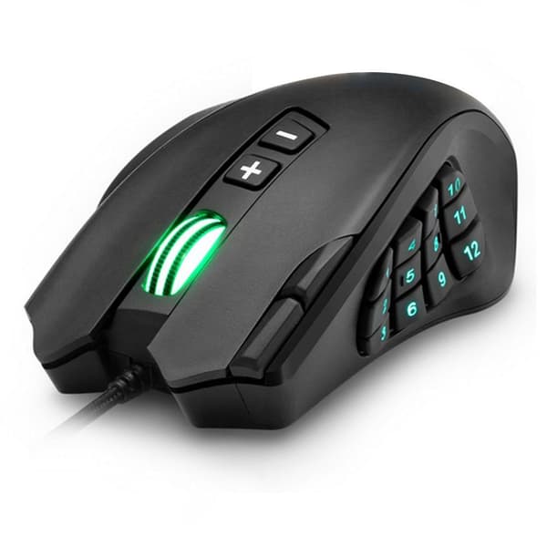 Gamingmus, 12 programmerbare gamingknapper, 16400 DPI Gamingmus