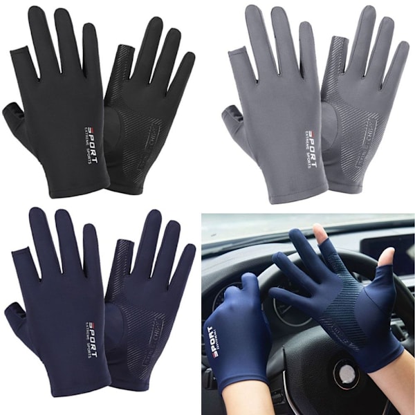 1 par Ice Silk Handsker Halvfinger Midte GRÅ HERR1