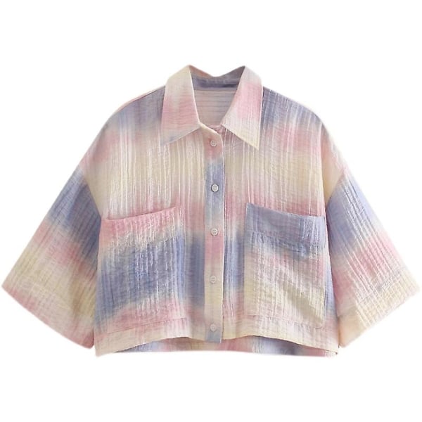 Løs gradient Tie-dye tekstur kortærmet skjorte S