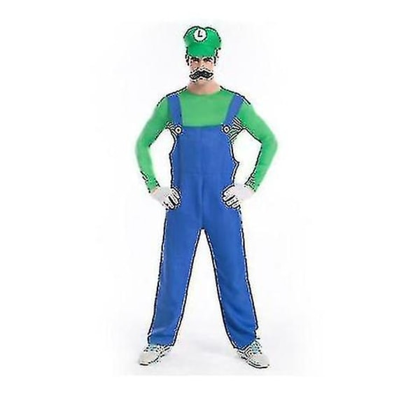 Vuxen Män Super Mario Bros Fancy Dress Costume_y Green L
