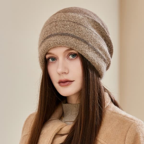 uldhat, varm hat, strikket hat, blød-Khaki