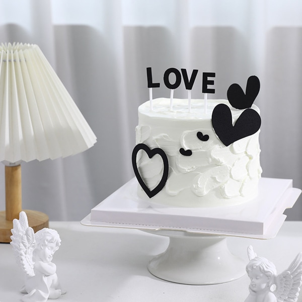 4Set Cake Topper Heart Cake Topper för jubileum, födelsedag,