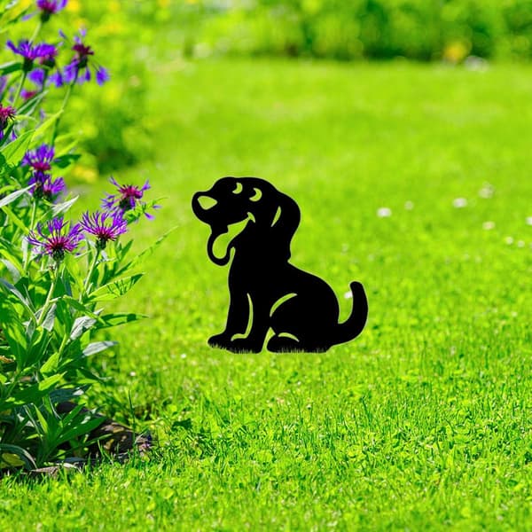 Utehage statue, hagekunst Hundevalp Dyresilhuett Sta