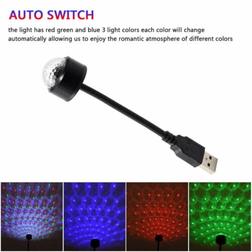 2X LED stjernehimmel projeksjonslampe Biltakstjerne nattlys