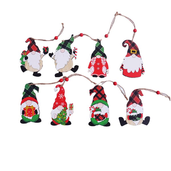 Hängande julgransprydnad Trämålad Ansiktslös Gnome Doll Pendel Härlig julfest braid