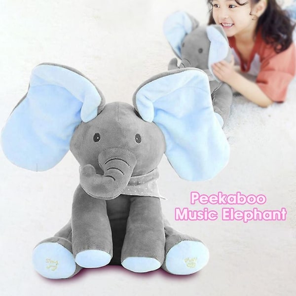 Elephant Toy Myk plysjleke Musikk Peekaboo Elephant Doll Comfort Toy