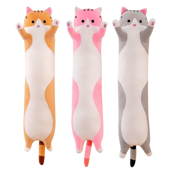 Lång söt katt gosedjur plysch leksak docka kudde mjuk kudde Barn presenter jul Pink 70CM