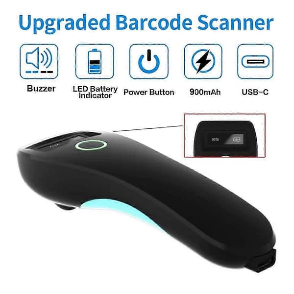 Strekkodeskanner HBA-W6 Trådløs 1D/2D CMOS-skanner USB Bluetooth Mini Lomme QR-leser for IOS Andr