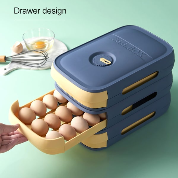 Egglagerbeholder Husholdningsfarget flerlags egg fersk oppbevaringsboks for kjøleskap White