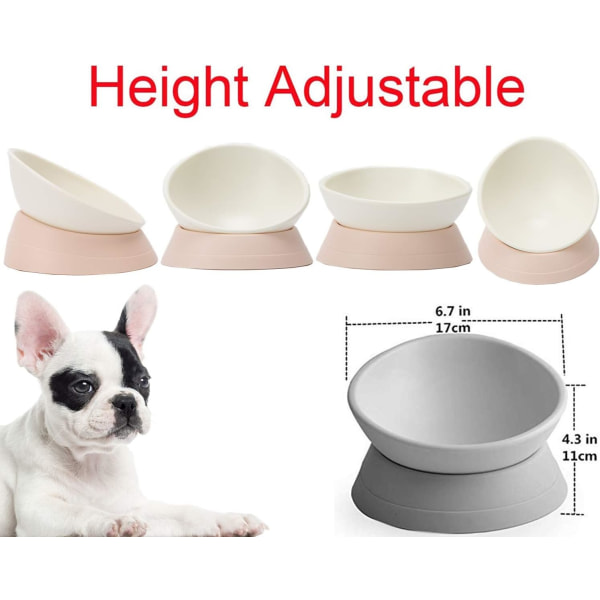 Bulldog Skål Anti-Slip Hunde Katteskål Aftagelig hundeskål i gummi White