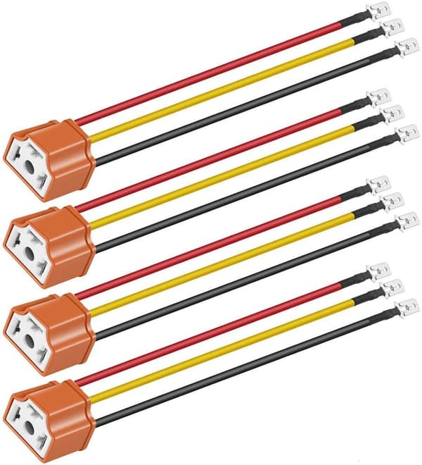 4 stk 12V-24V H4 HB2 9003 Keramisk Hunnstikk for Frontlykttilkobling